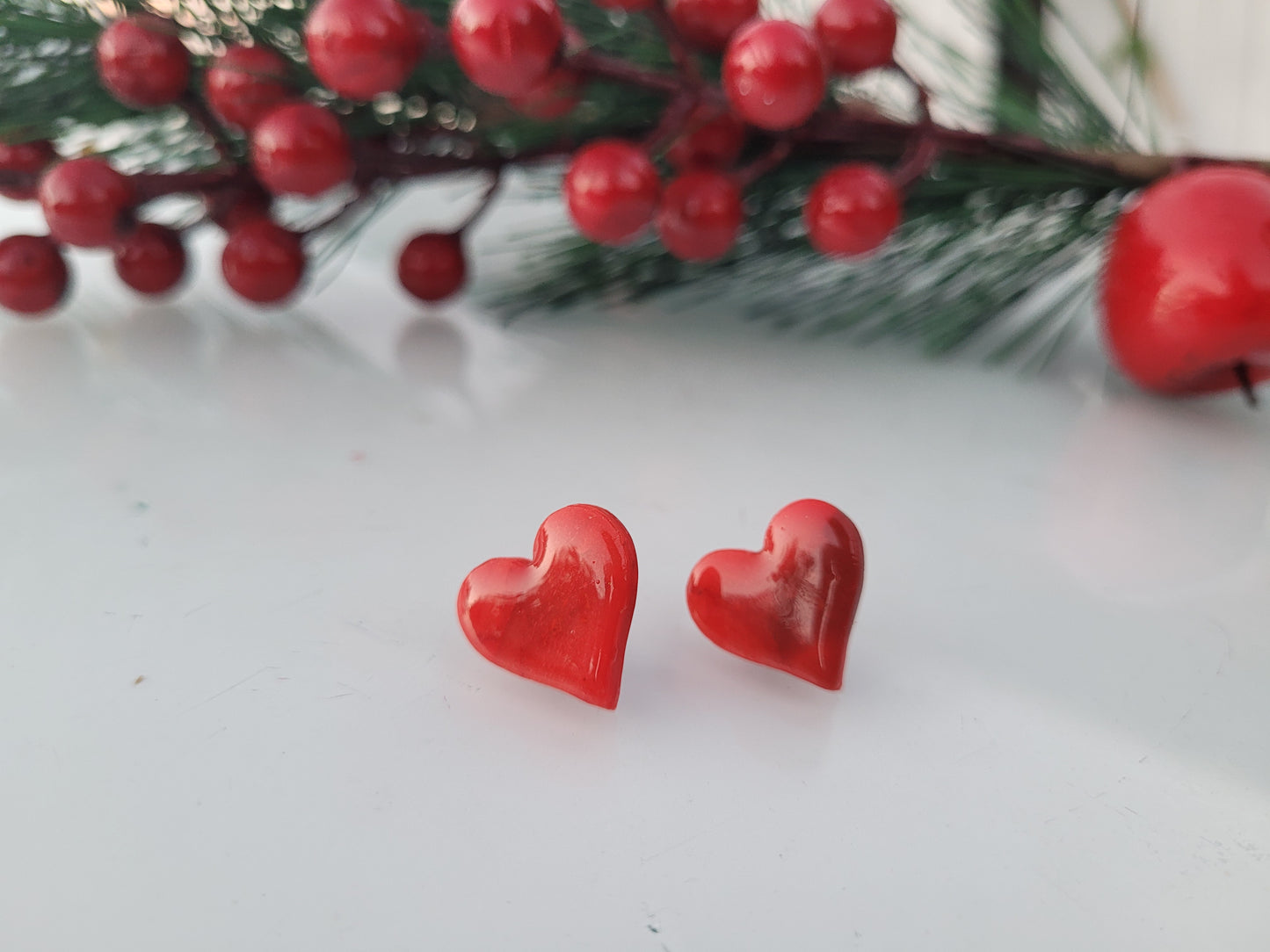 Red heart studs