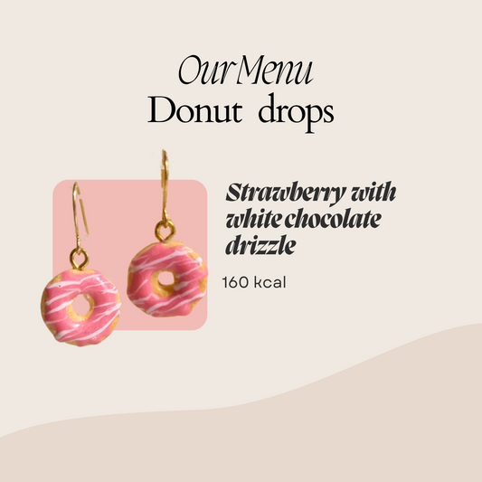 Donut drops - Strawberry with white chocolate drizzle