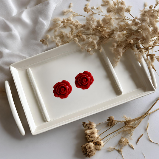 Red rose medium studs